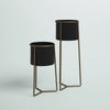 Black Ahner 2-Piece Metal Pot Planter Set