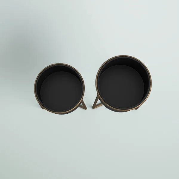 Black Ahner 2-Piece Metal Pot Planter Set