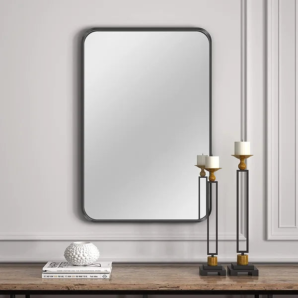30" x 36" Aidelis Metal Framed Wall Mounted Bathroom / Vanity Mirror in Black