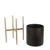 Black/Gold Aiken 2 - Piece Iron Pot Planter Set (Set of 2)
