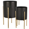 Black/Gold Aiken 2 - Piece Iron Pot Planter Set (Set of 2)