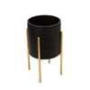 Black/Gold Aiken 2 - Piece Iron Pot Planter Set (Set of 2)