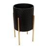 Black/Gold Aiken 2 - Piece Iron Pot Planter Set (Set of 2)
