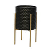 Black/Gold Aiken 2 - Piece Iron Pot Planter Set (Set of 2)