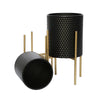 Black/Gold Aiken 2 - Piece Iron Pot Planter Set (Set of 2)