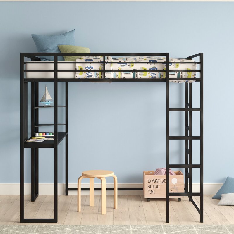 Aime loft bed with bookcase sale