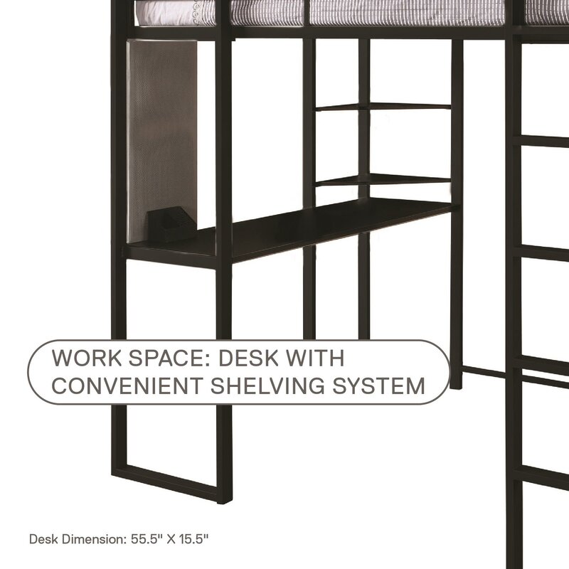 Full Aime Loft Bed with Bookcase K8397