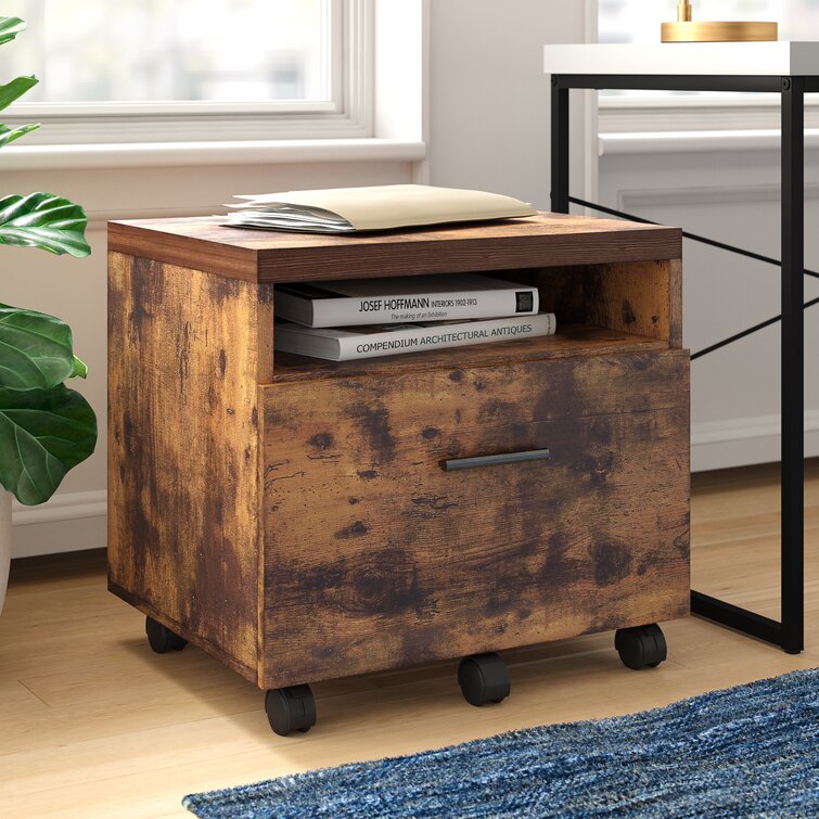 Weathered Oak/Black Aislin 1-Drawer Lateral Filing Cabinet, MG440