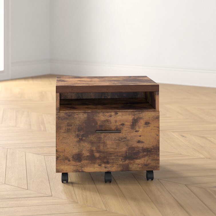 Weathered Oak/Black Aislin 1-Drawer Lateral Filing Cabinet, MG440