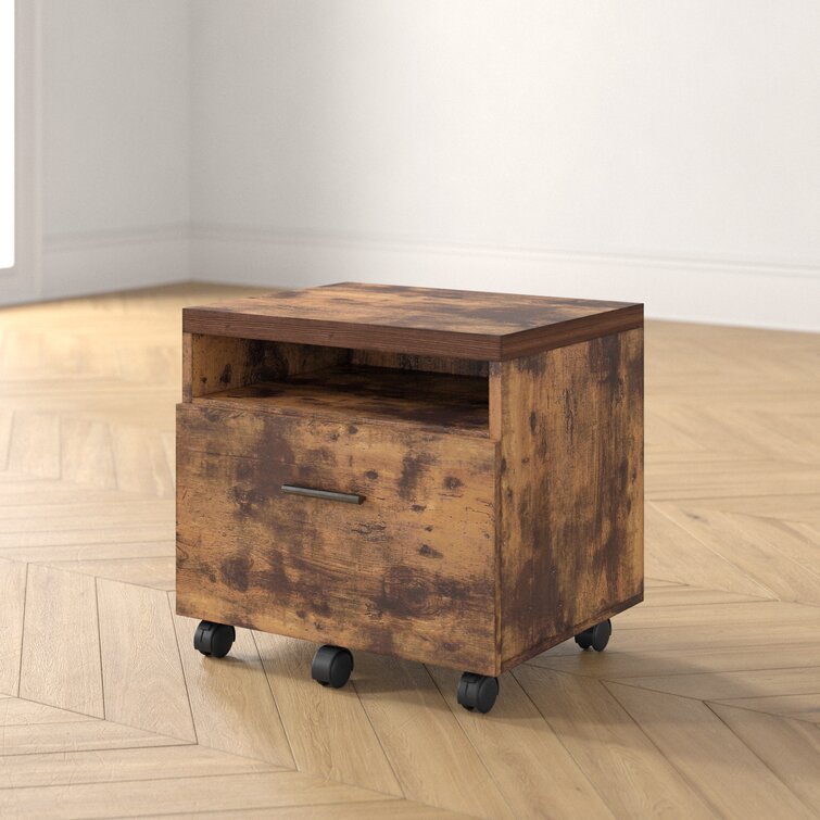 Weathered Oak/Black Aislin 1-Drawer Lateral Filing Cabinet, MG440