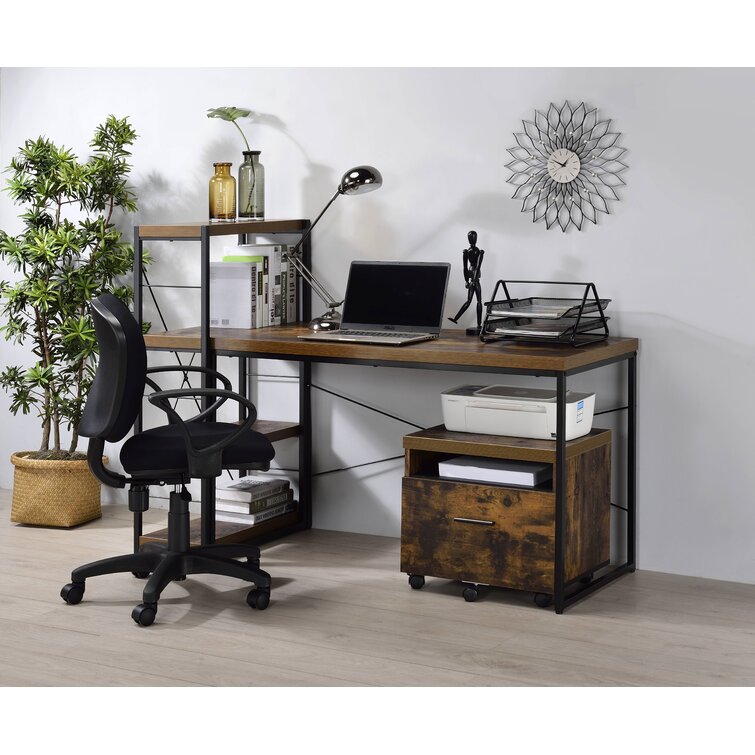 Weathered Oak/Black Aislin 1-Drawer Lateral Filing Cabinet, MG440
