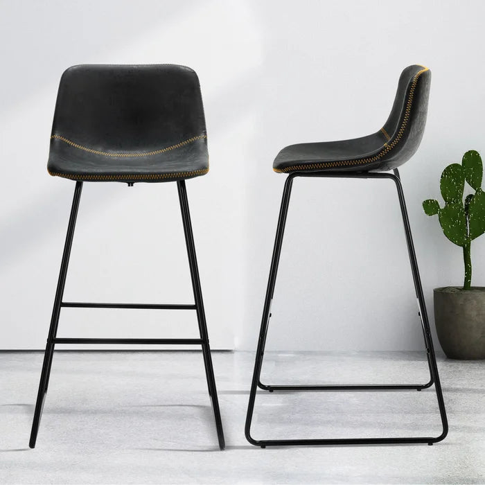 Black Aiyana Short Bar Stool (30" Seat Height) (Set of 2)