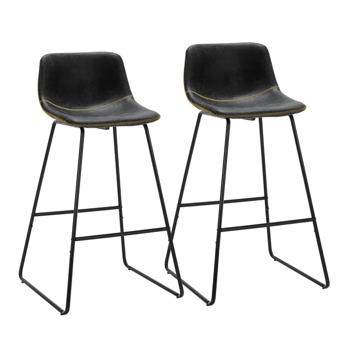 Black Aiyana Short Bar Stool (30" Seat Height) (Set of 2)