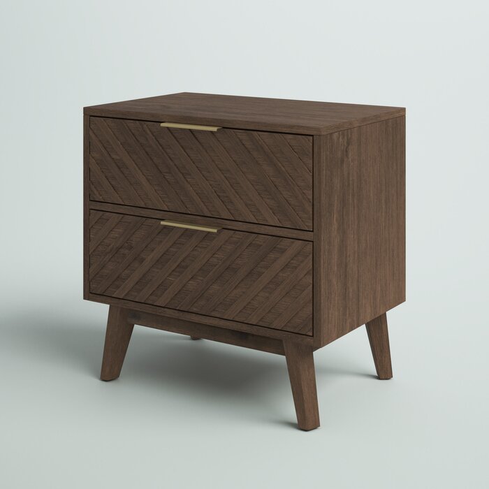 2 Drawer Akini Solid Wood Nightstand