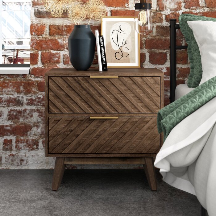 2 Drawer Akini Solid Wood Nightstand