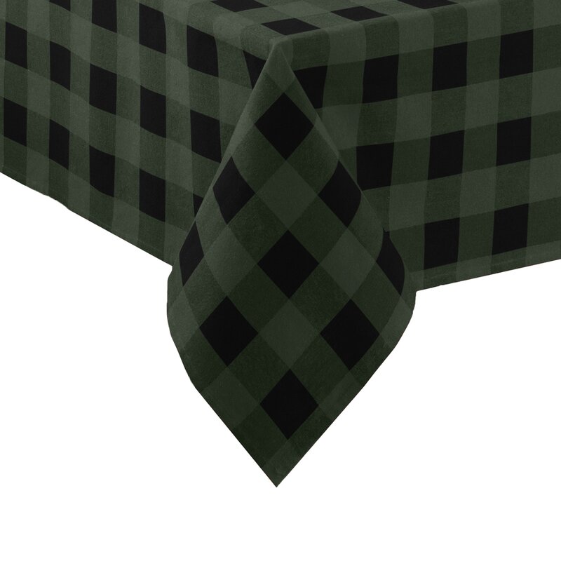 60" x 120" Green/Black Alastair Plaid 100% Cotton Christmas Tablecloth