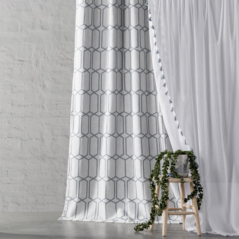 Albesa Geometric Room Darkening Thermal Grommet Single Curtain Panel (Set 2) 52"W x 84"L