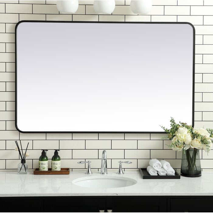 48'' H x 30'' W Black Alessandra Metal Wall Mirror