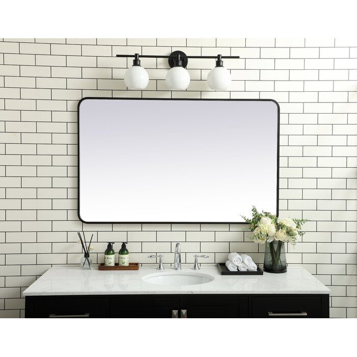 48'' H x 30'' W Black Alessandra Metal Wall Mirror