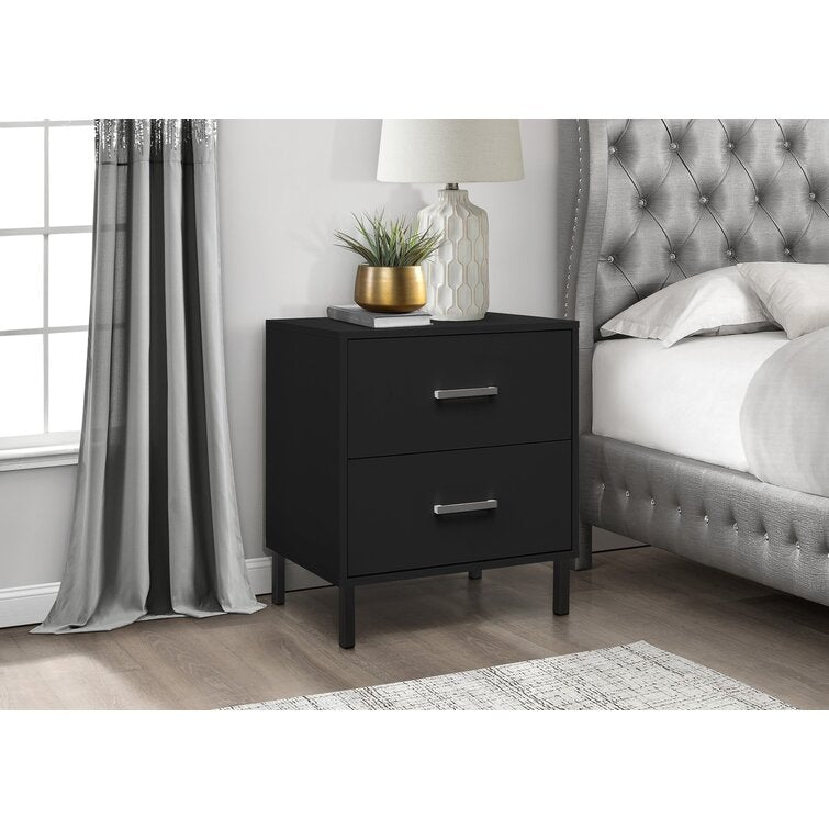 Black Alexei Solid + Manufactured Wood Nightstand