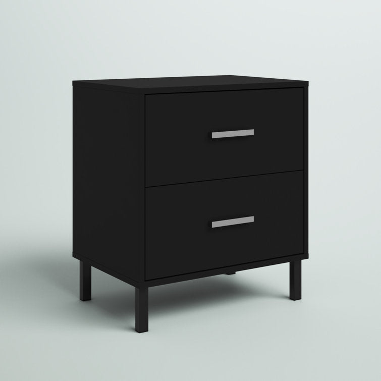 Black Alexei Solid + Manufactured Wood Nightstand
