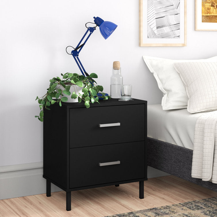 Black Alexei Solid + Manufactured Wood Nightstand