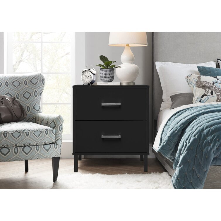 Black Alexei Solid + Manufactured Wood Nightstand