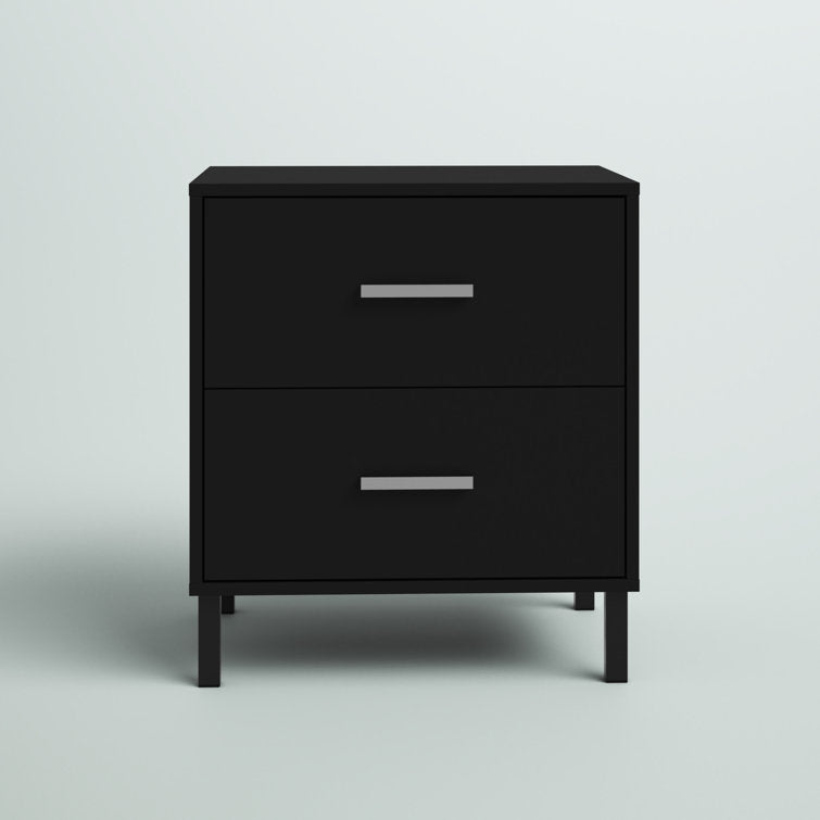 Black Alexei Solid + Manufactured Wood Nightstand