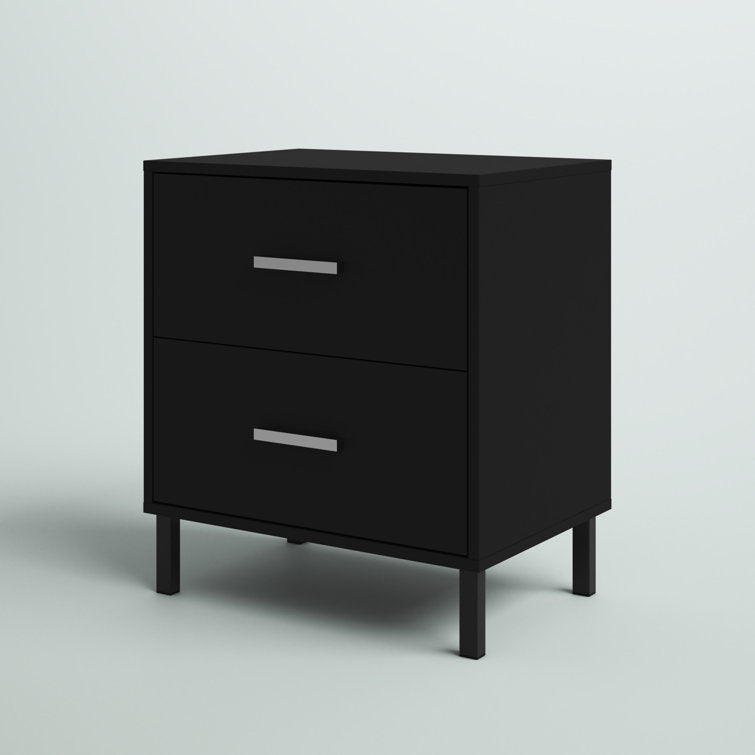 Black Alexei Solid + Manufactured Wood Nightstand