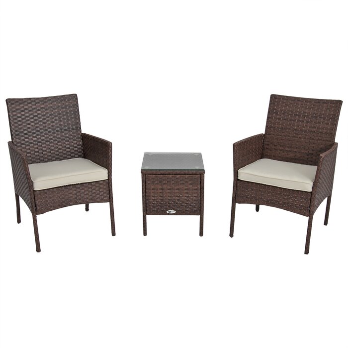 Alissa-Mae Rattan Wicker 2 Person Seating Group with Cushions