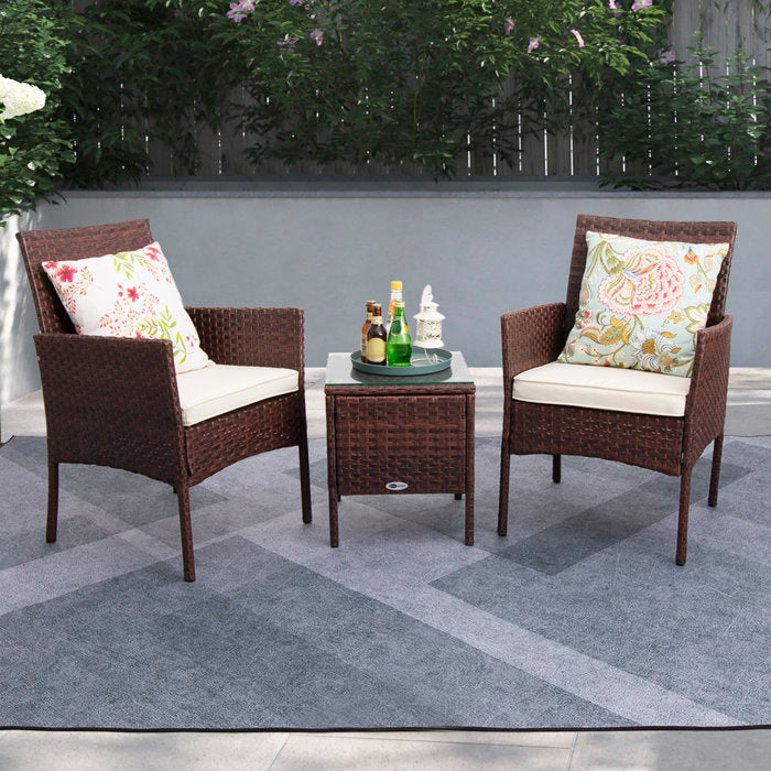 Alissa-Mae Rattan Wicker 2 Person Seating Group with Cushions
