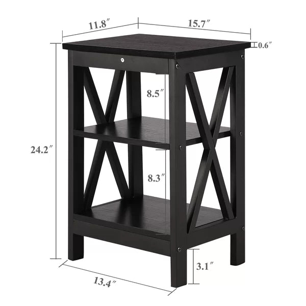 Black Aliya 24.2'' Tall Iron Nightstand (Set of 2)