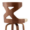 Beige Aljawhara Swivel Cross Back Cream Faux Leather And Walnut Wood, Counter Stool (26” Seat Height)