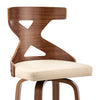 Beige Aljawhara Swivel Cross Back Cream Faux Leather And Walnut Wood, Counter Stool (26” Seat Height)