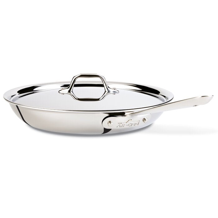 12" Diameter D3 Stainless Frying Pan with Lid