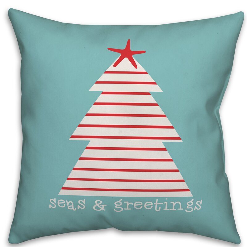 16" x 16" Allegro Nautical Stripes Christmas Tree Throw Pillow Cover CYS214