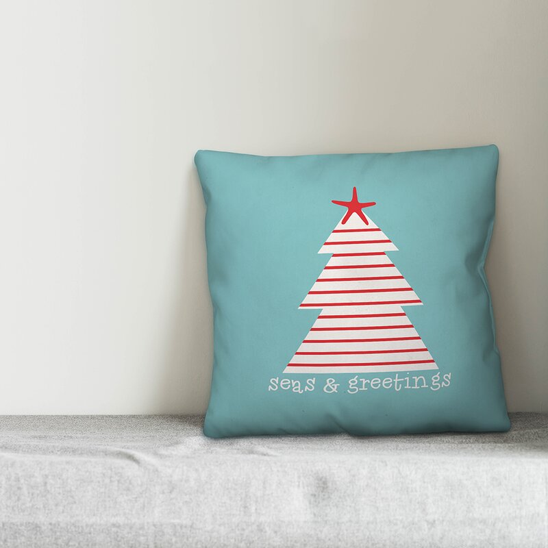 16" x 16" Allegro Nautical Stripes Christmas Tree Throw Pillow Cover CYS214