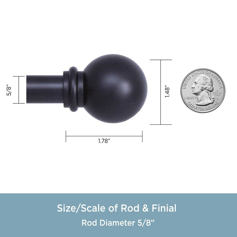 Black Alleman Adjustable 0.625" Single Curtain Rod pt208