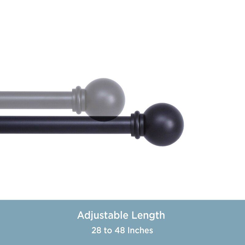 Black Alleman Adjustable 0.625" Single Curtain Rod pt208