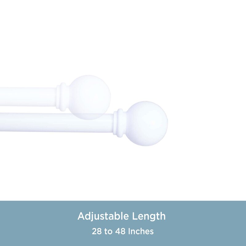 28" - 48" White Alleman Adjustable 0.625" Single Curtain Rod (Set of 2) pt210