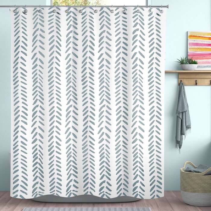 Blue Alline Modern Herringbone Single Shower Curtain