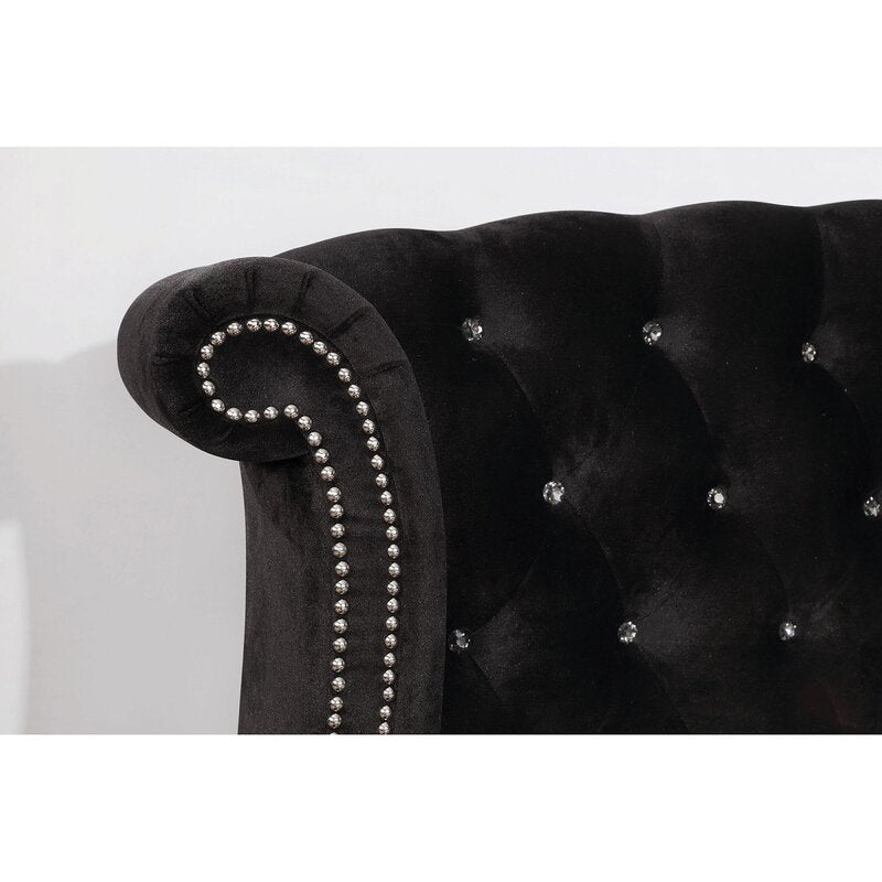 Black Allison Tufted Upholstered Platform KING Bed (3 Boxes) SHB610