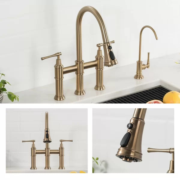 Allyn Transitional Pull Down Bridge Faucet With Accessories