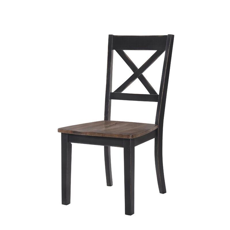 Black Altamirano Solid Wood Cross Back Side Chair (Set of 2)
