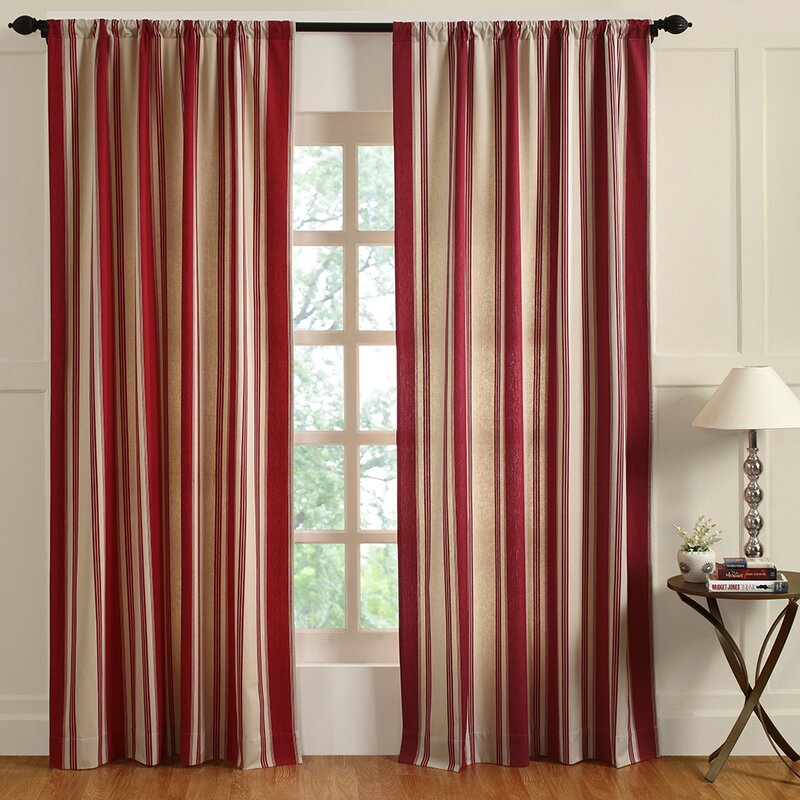 Alvarado Striped Semi-Sheer Rod Pocket Curtain (Set of 2) B77-KS270