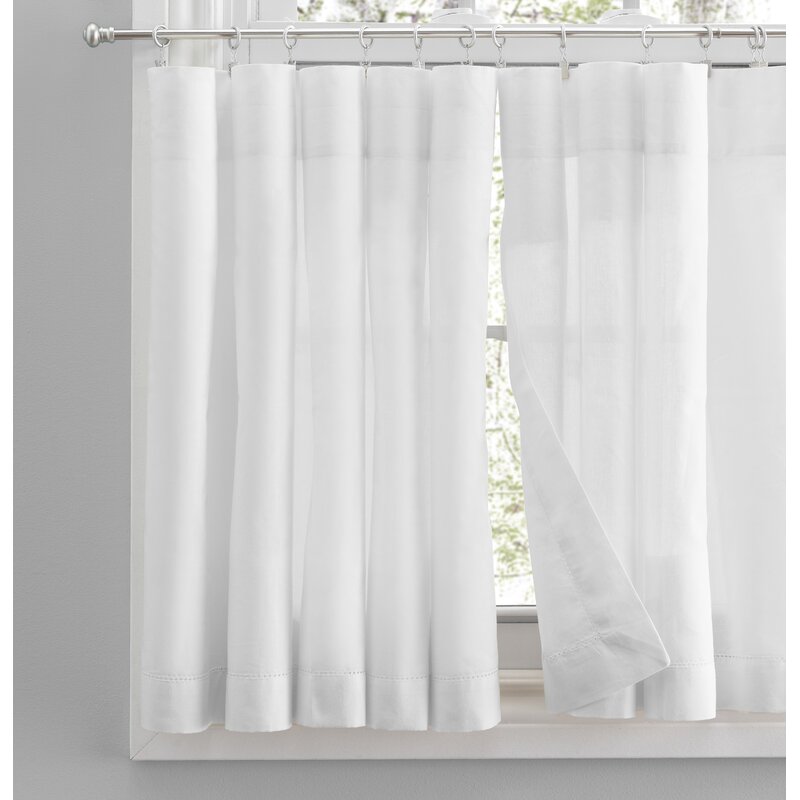Alverson Solid Color Cotton Tailored 80'' Cafe Curtain, 2 panel