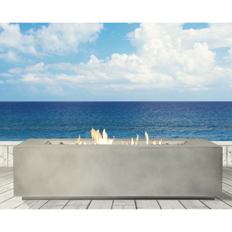 16"H x 42"W x 20"D Natural Concrete Aly Fiber Reinforced Concrete Propane Outdoor Fire Pit Table SHB305