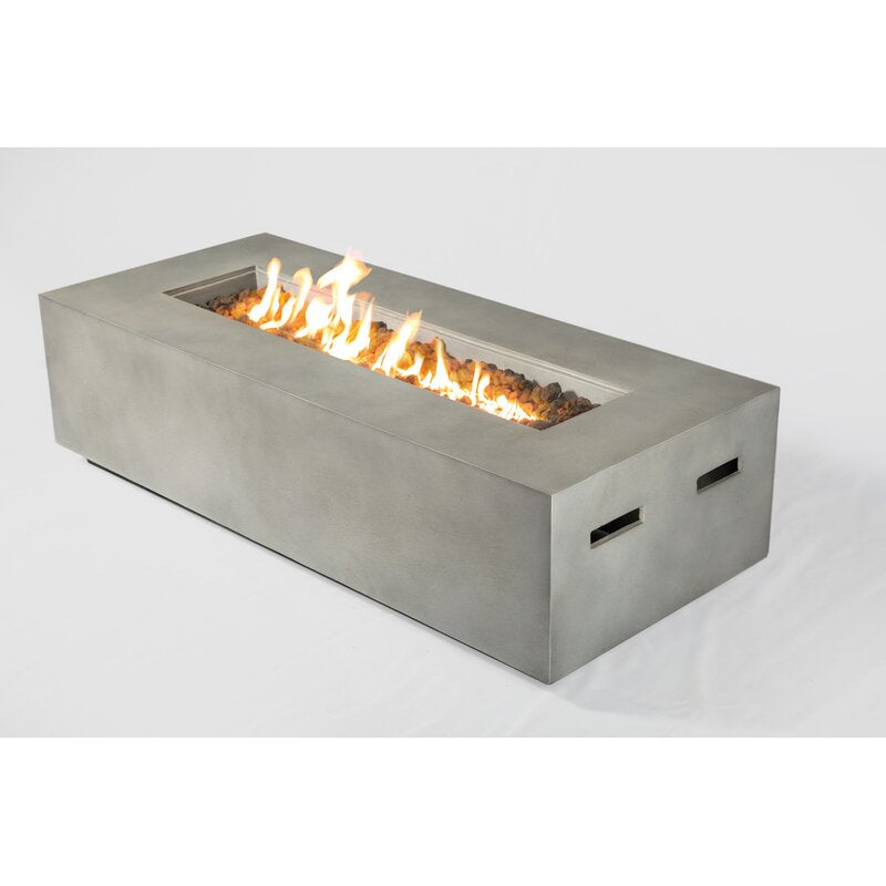 16"H x 42"W x 20"D Natural Concrete Aly Fiber Reinforced Concrete Propane Outdoor Fire Pit Table SHB305