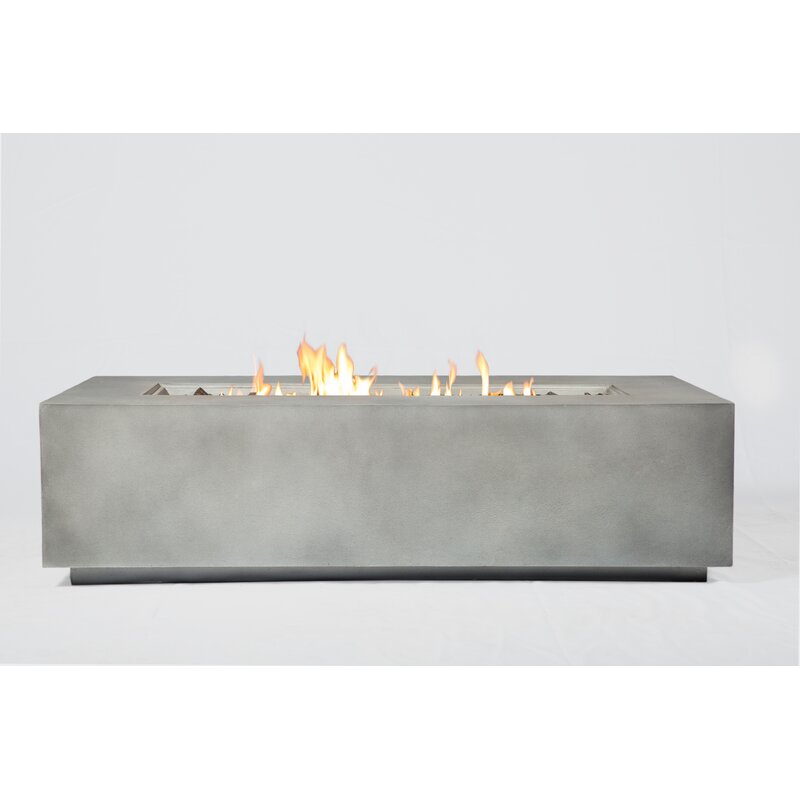 16"H x 42"W x 20"D Natural Concrete Aly Fiber Reinforced Concrete Propane Outdoor Fire Pit Table SHB305
