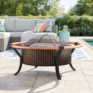Amalfi Rail Steel Wood Burning Fire Pit (#13)
